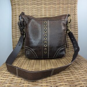 Coach Chelsea Laced Duffle Pebbled Leather Crossbody Shoulder Bag Tassel Accents